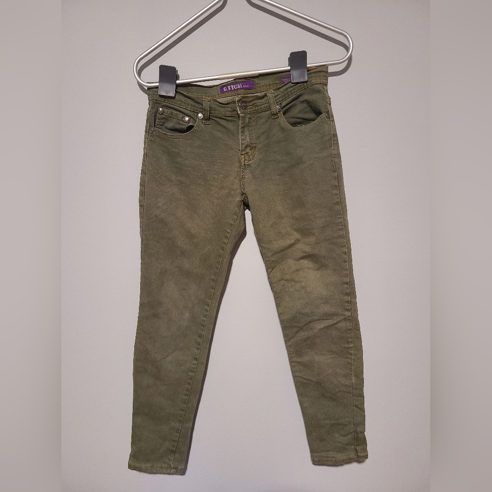 G-TTON Size 7/8 Army Green Skinny Jeans